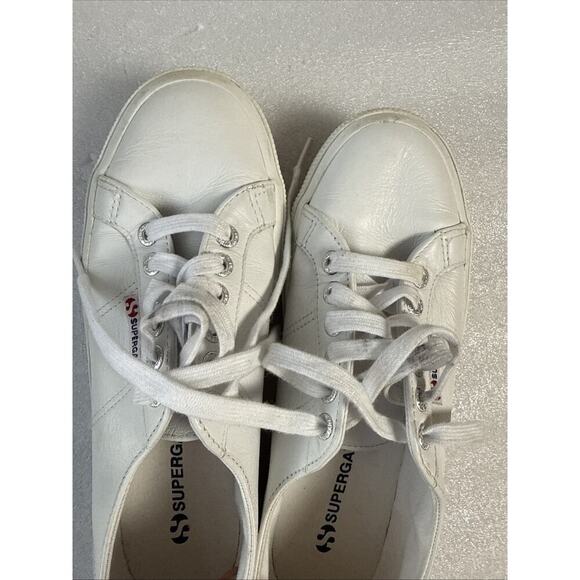 Superga Shoes Sneakers 39.5 white Leather Low Top  US Men’s 7 women’s 8.5 - Picture 13 of 16